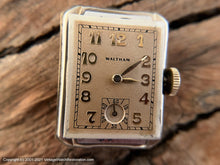 Load image into Gallery viewer, Waltham Light Amber Dial, Cal 750, Fitted in a Curved Case, Manual, 21x37mm
