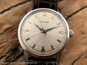 Wittnauer Silver Sunburst Dial, Manual, Large 34.5mm