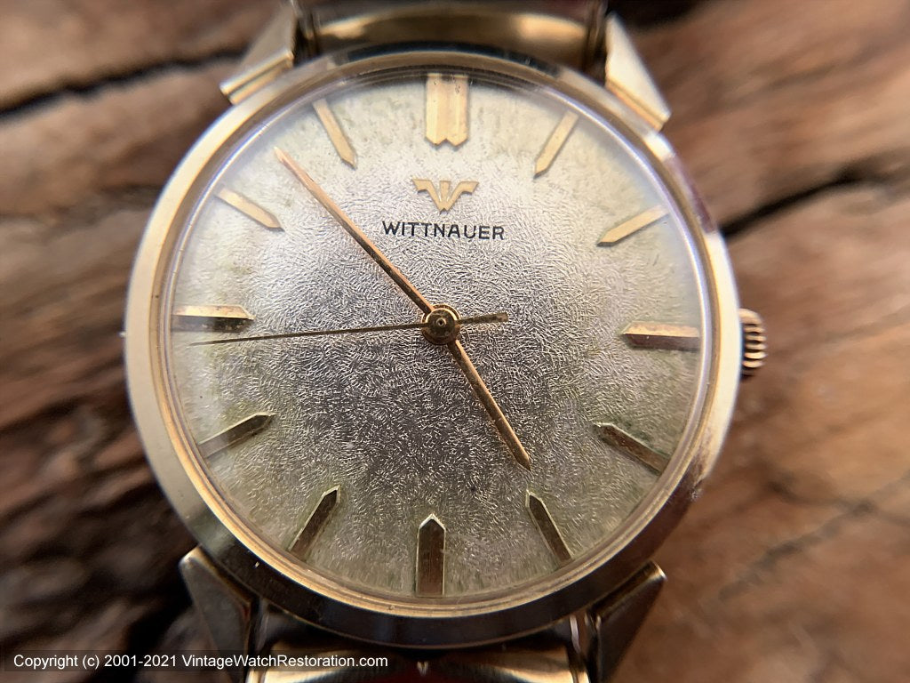 Wittnauer with Textured Silver Dial and Golden Markers