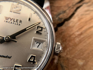 Wyler Dynawind 'Lifeguard' in Beefy Incabloc Stainless Case, Bold Silver Numerals, Date, Automatic, 32mm