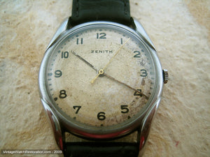 Zenith Stainless with Flared Deco Lugs, Manual, 34mm