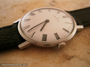 Thin Zenith with Elegant White Dial and Roman Numerals, Manual, 34mm