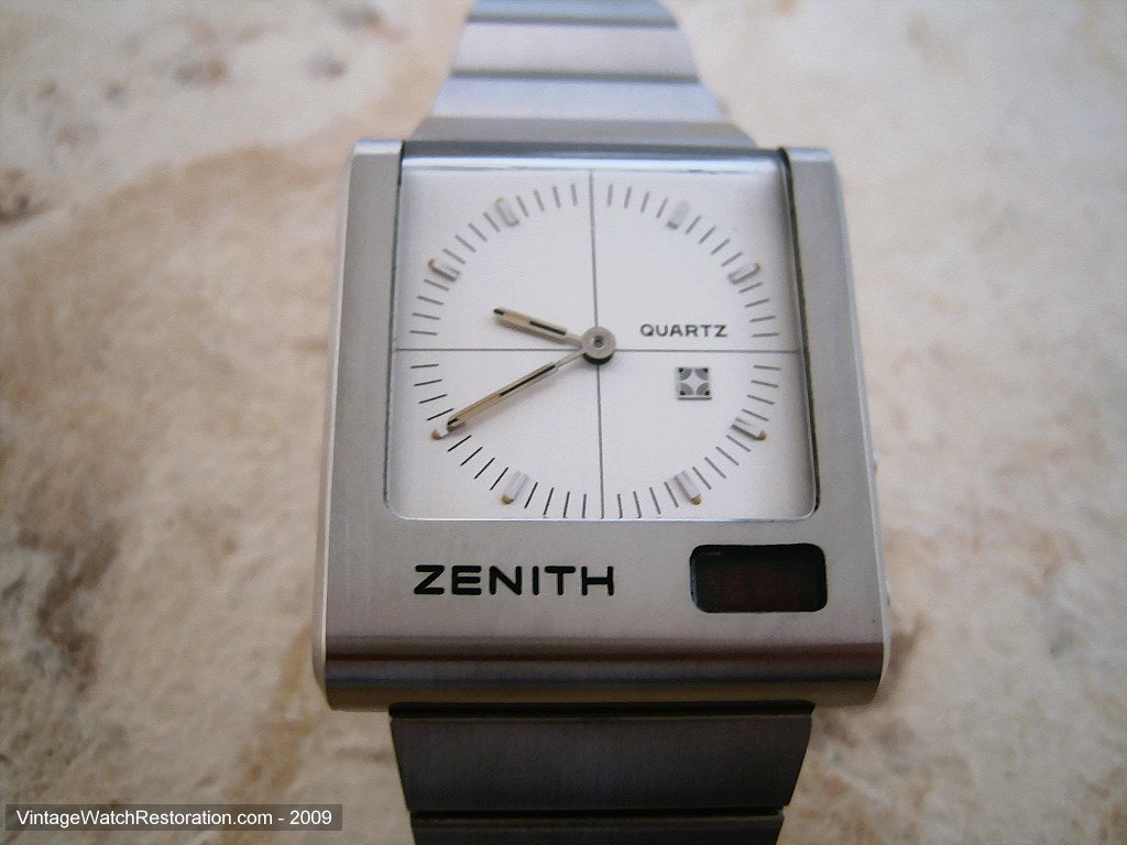 Zenith Fabulous all Original Chunky Modern Stylistic Square Case, Quartz, 35x39mm