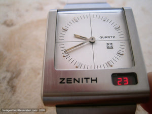 Zenith Fabulous all Original Chunky Modern Stylistic Square Case, Quartz, 35x39mm