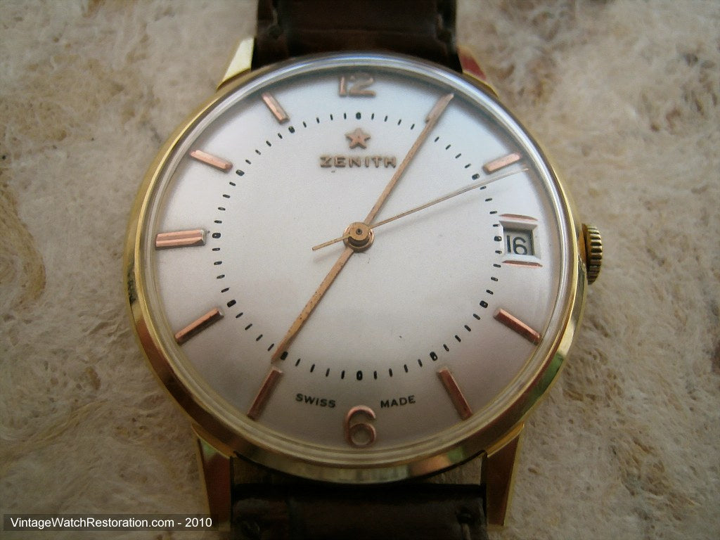 18K Gold Zenith with Date and Gold Star, Manual, Large 34mm