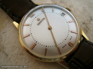 18K Gold Zenith with Date and Gold Star, Manual, Large 34mm
