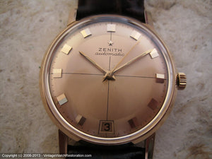 Stunningly Beautiful 18K Rose Gold Zenith with Rose Gold Dial, Automatic, 33mm