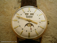 Load image into Gallery viewer, Zodiac Triple Date Moonphase Complicated with Silver Dial, Automatic, Very Large 34.5mm
