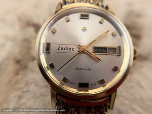 Zodiac Day-Date Stunner with Gold Mesh Zodiac-signed Bracelet, Automatic, Large 35mm