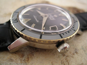 Original Black Dial Zodiac Sea Wolf with Date, Automatic, Very Large 36mm