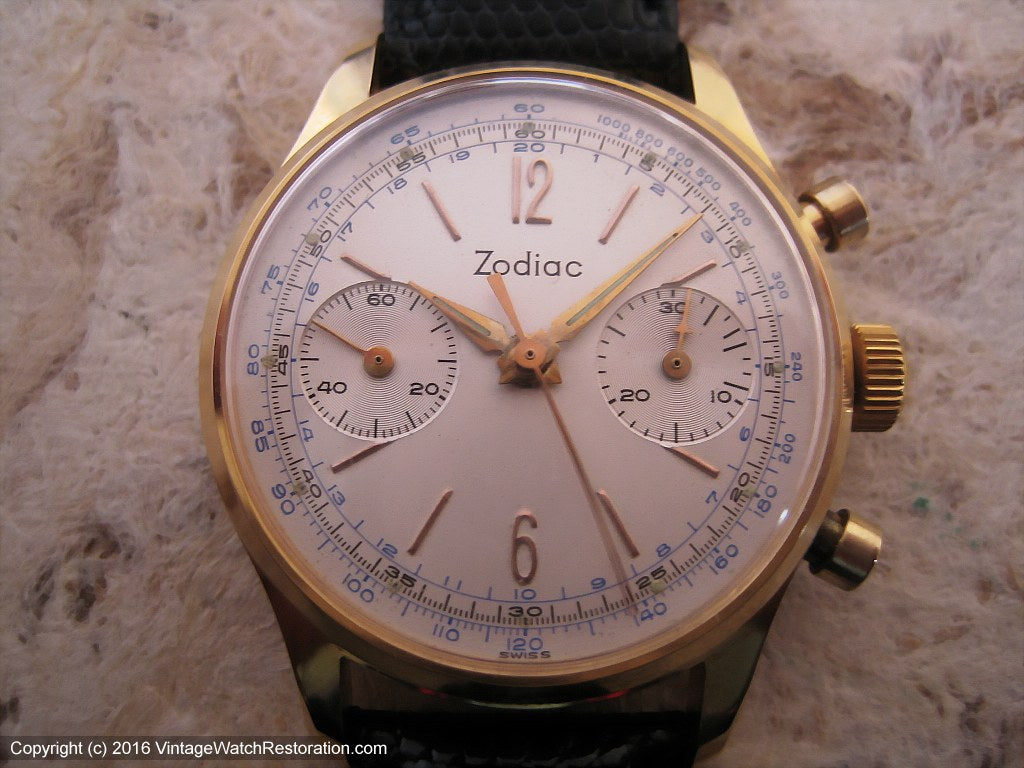 NOS Zodiac Valjoux Chronograph in Stunning Condition, Manual, Large 35mm