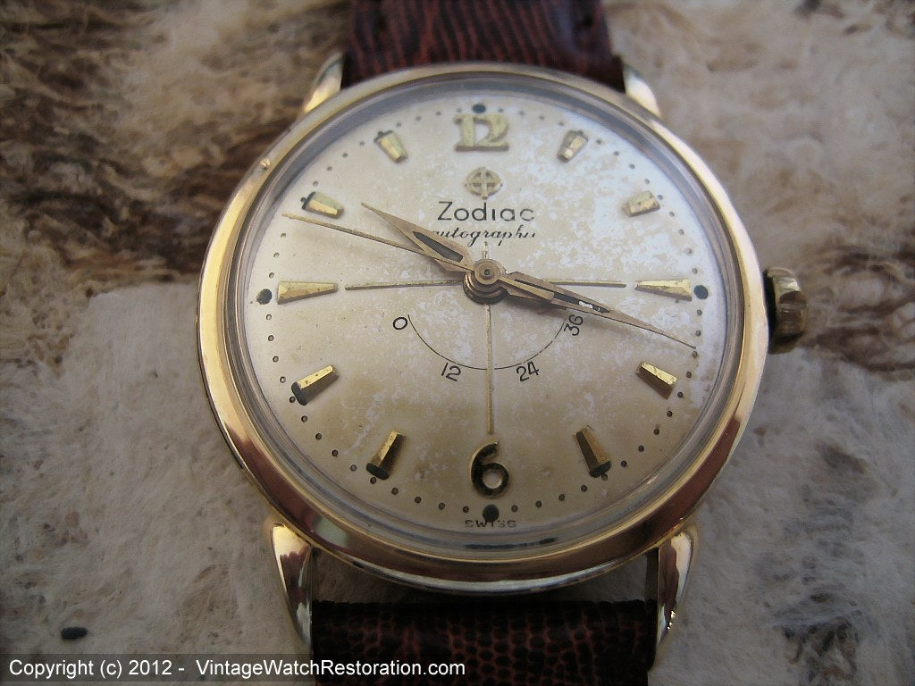 Zodiac Autographic with Wind Reserve Indicator and Patina Dial, Manual, 33mm