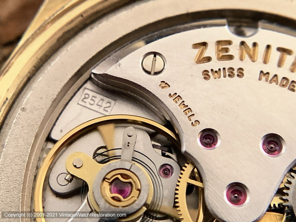 Zenith 2542pc Zenith 2542 Movement Zenith Black Dial, Gold Star, Cal 2542, Manual, Large 36mm