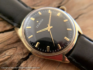 Zenith Black Dial, Gold Star, Cal 2542, Manual, Large 36mm