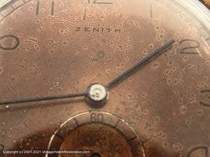 Zenith Original Dark Copper Patina Dial Cal 106, Crab Lugs , Manual, 33.5mm